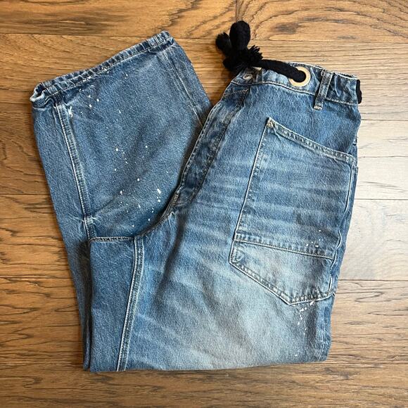 Free People We The Free Barrell Jeans Timeless Blue Size 32 Regular - Picture 3 of 7